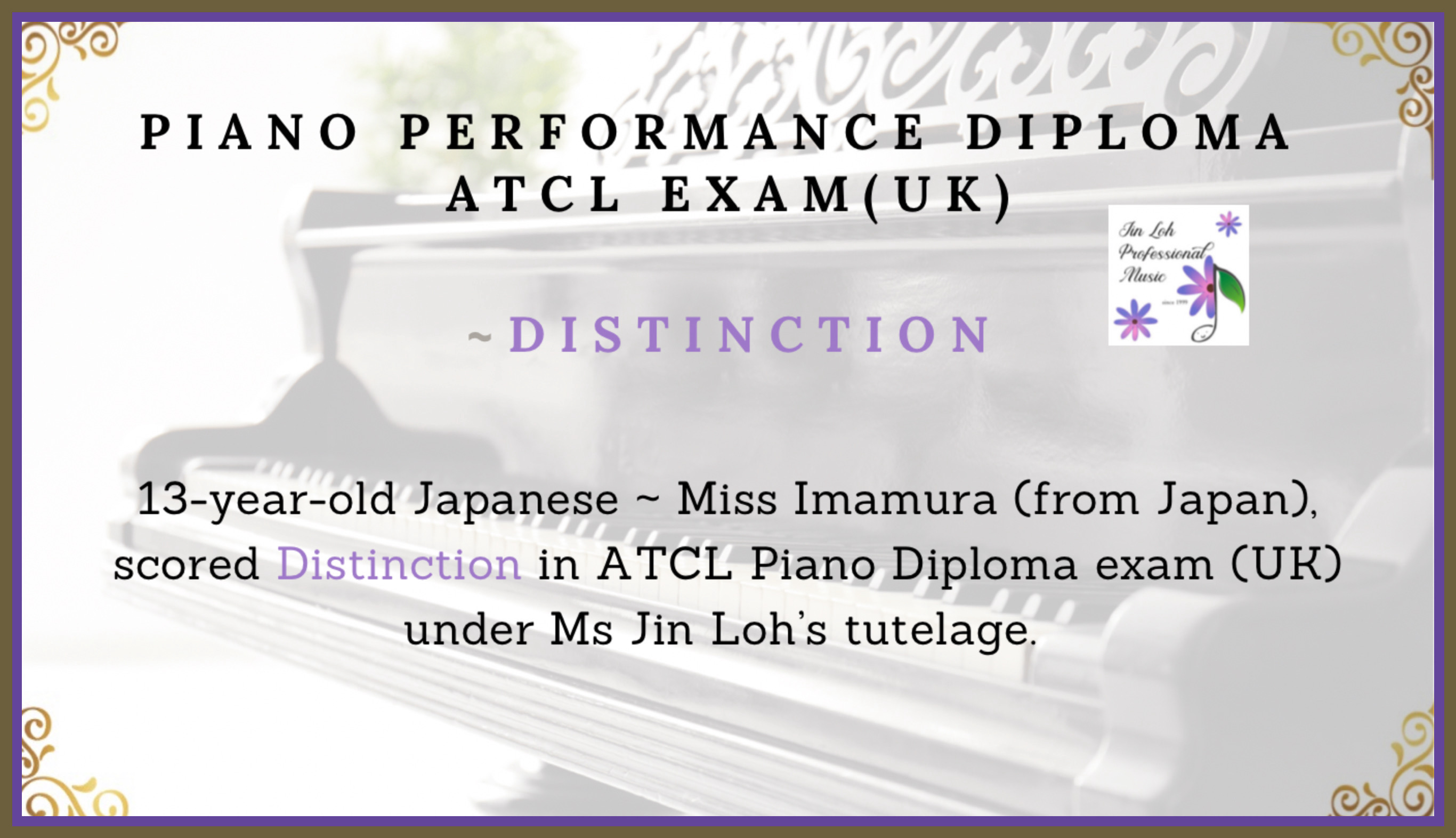 13 year old Japanese Distinction ATCL Piano