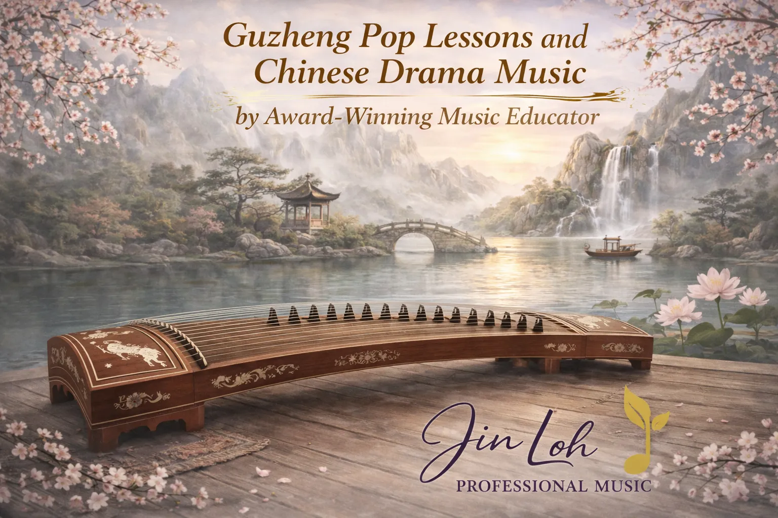 Chinese zither (guzheng) music from Chinese drama soundtracks and contemporary Chinese pop repertoire taught by award-winning music educator Ms Jin Loh