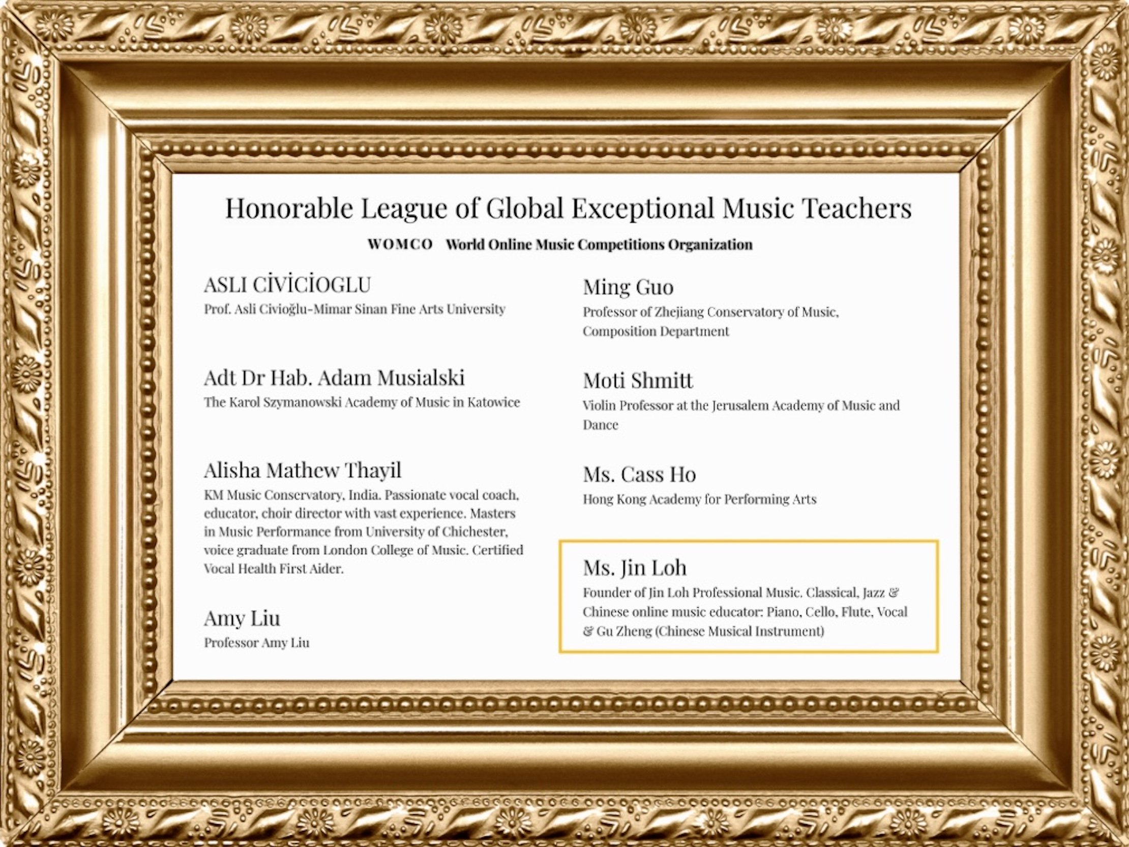 2023 Honorable League of Global Exceptional Music Teachers