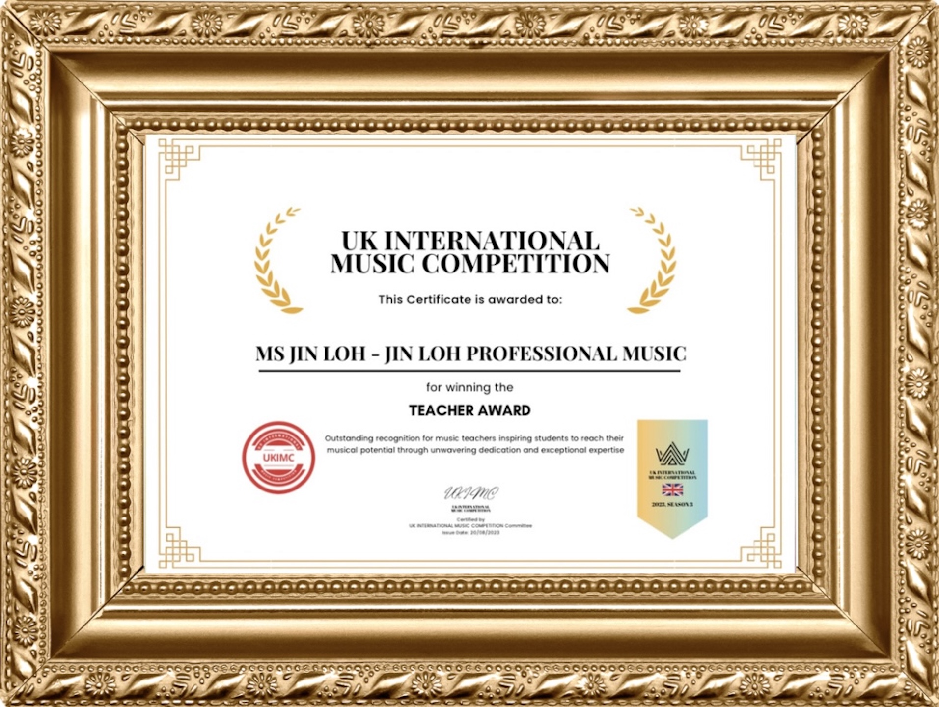 2023 UK International Music Teacher Certificate