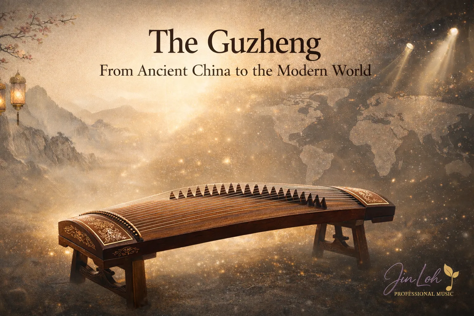 Chinese guzheng instrument (Chinese Zither) history from ancient China to the modern world